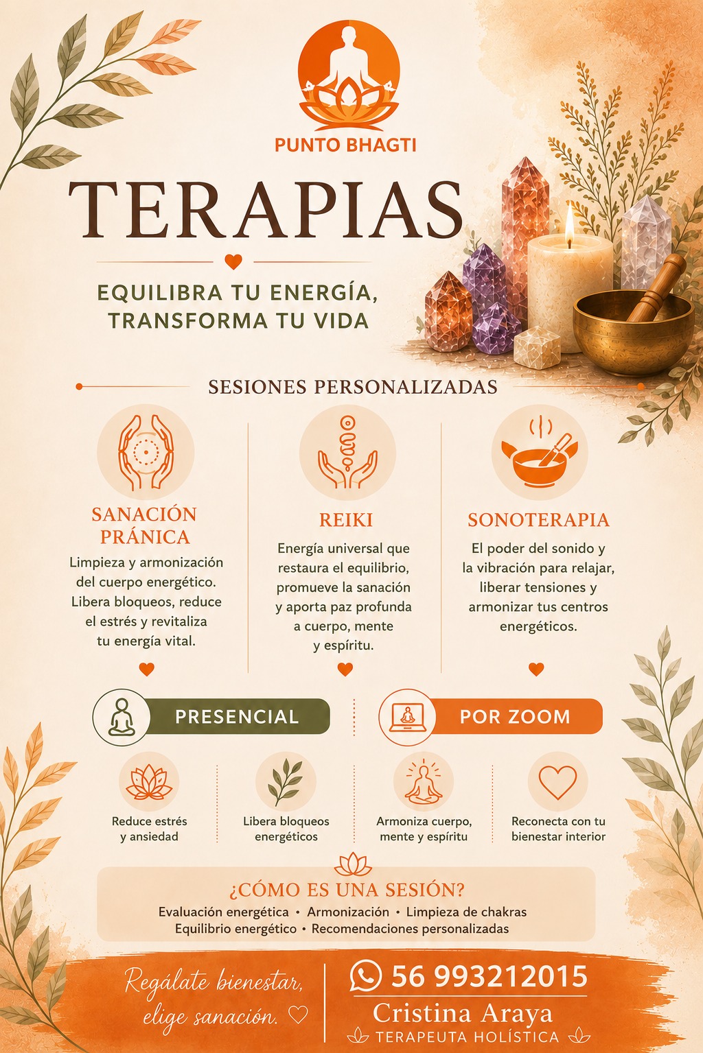 Terapias: Sanación Pránica, Reiki y Sonoterapia
